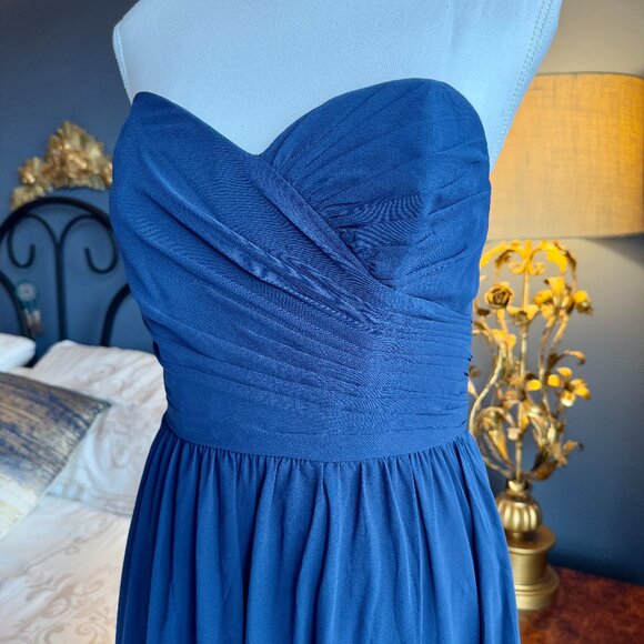 NWT Signature by Alfred Angelo Midnight Blue Sweetheart Bodice Maxi Evening Gown - Picture 3 of 12